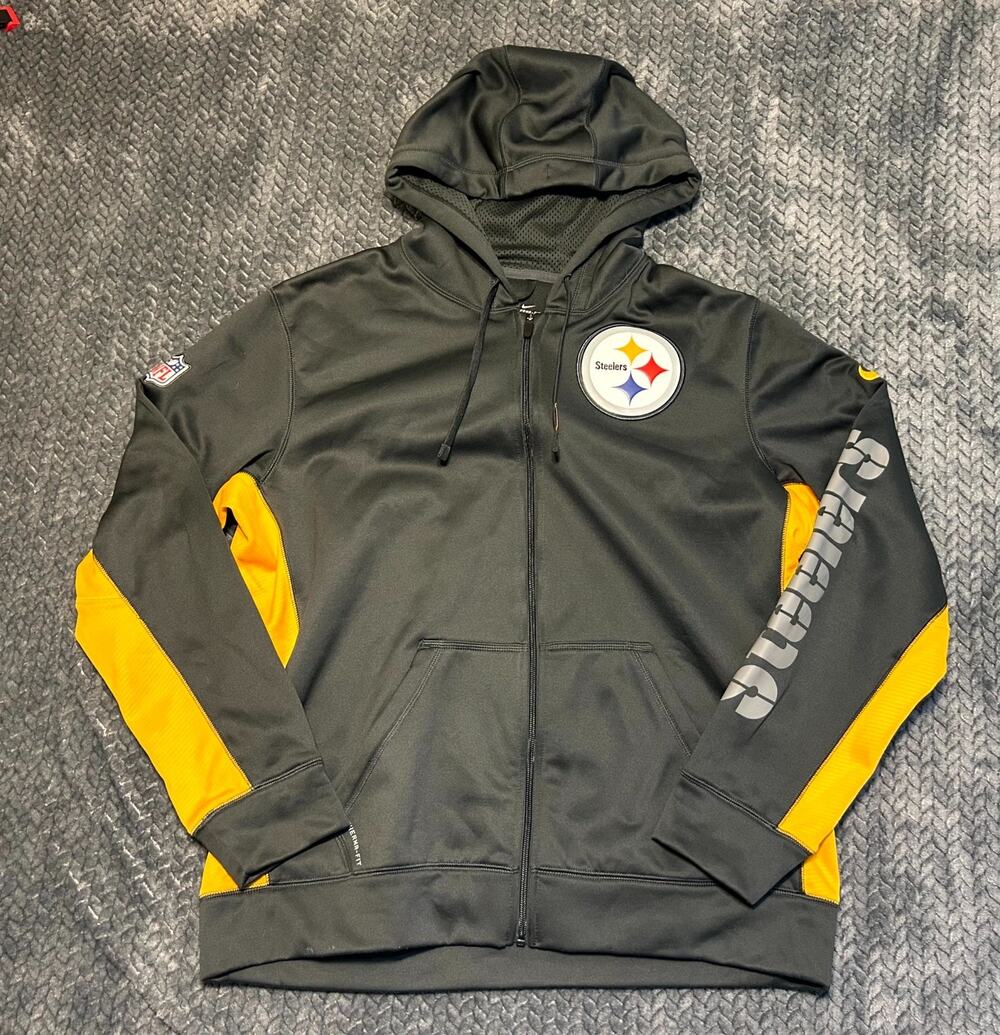 Nike Therma Fit Pittsburgh Steelers Football NFL Jacket Men Large Black Full Zip